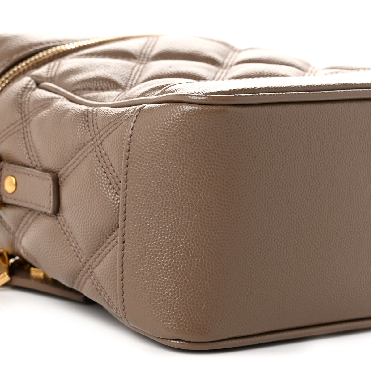 Saint Laurent Grain de Poudre Quilted 80's Vanity Bag Dark Beige 9 of 10