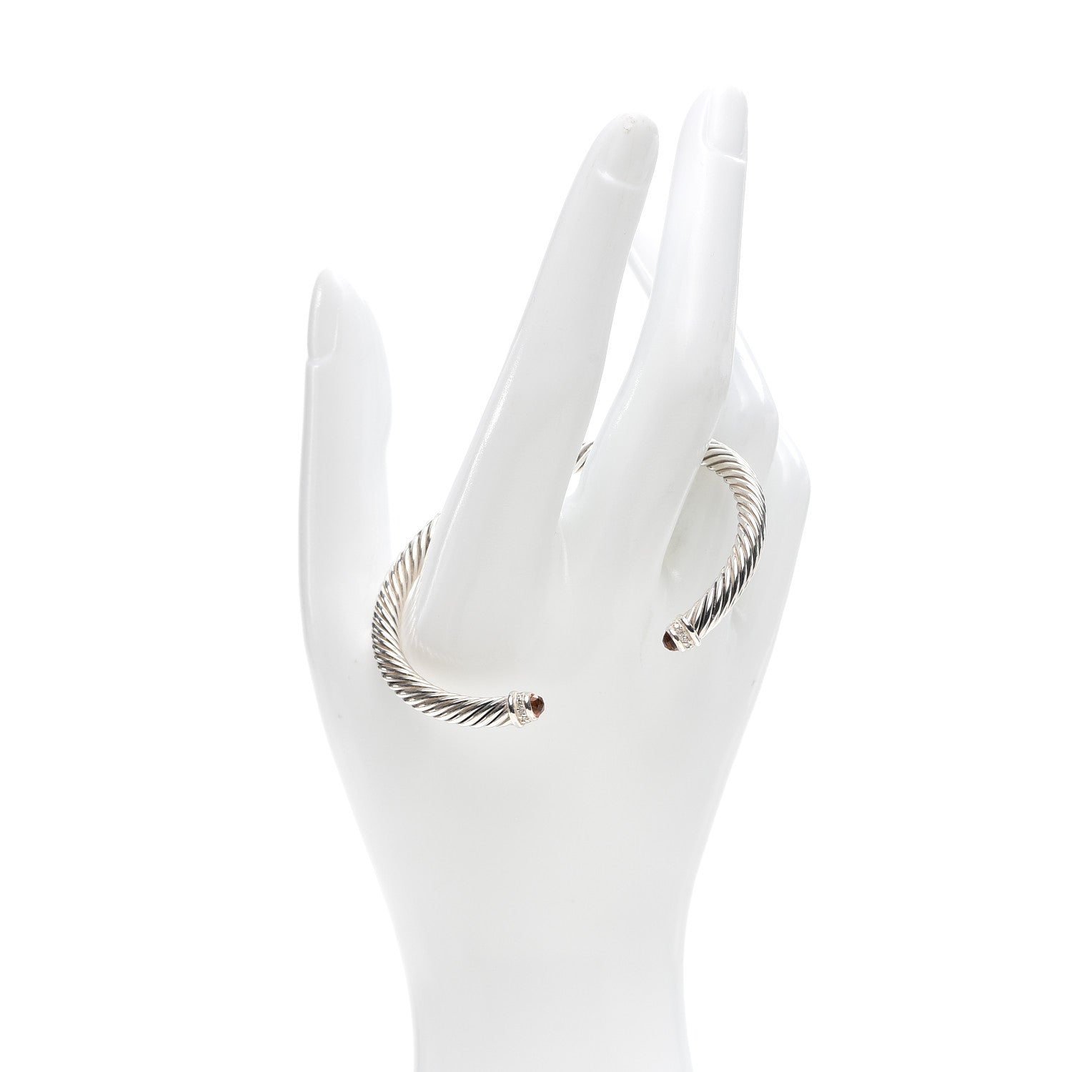 David Yurman Sterling Silver Diamond Citrine 5mm Cable Classics Bracelet 2 of 4