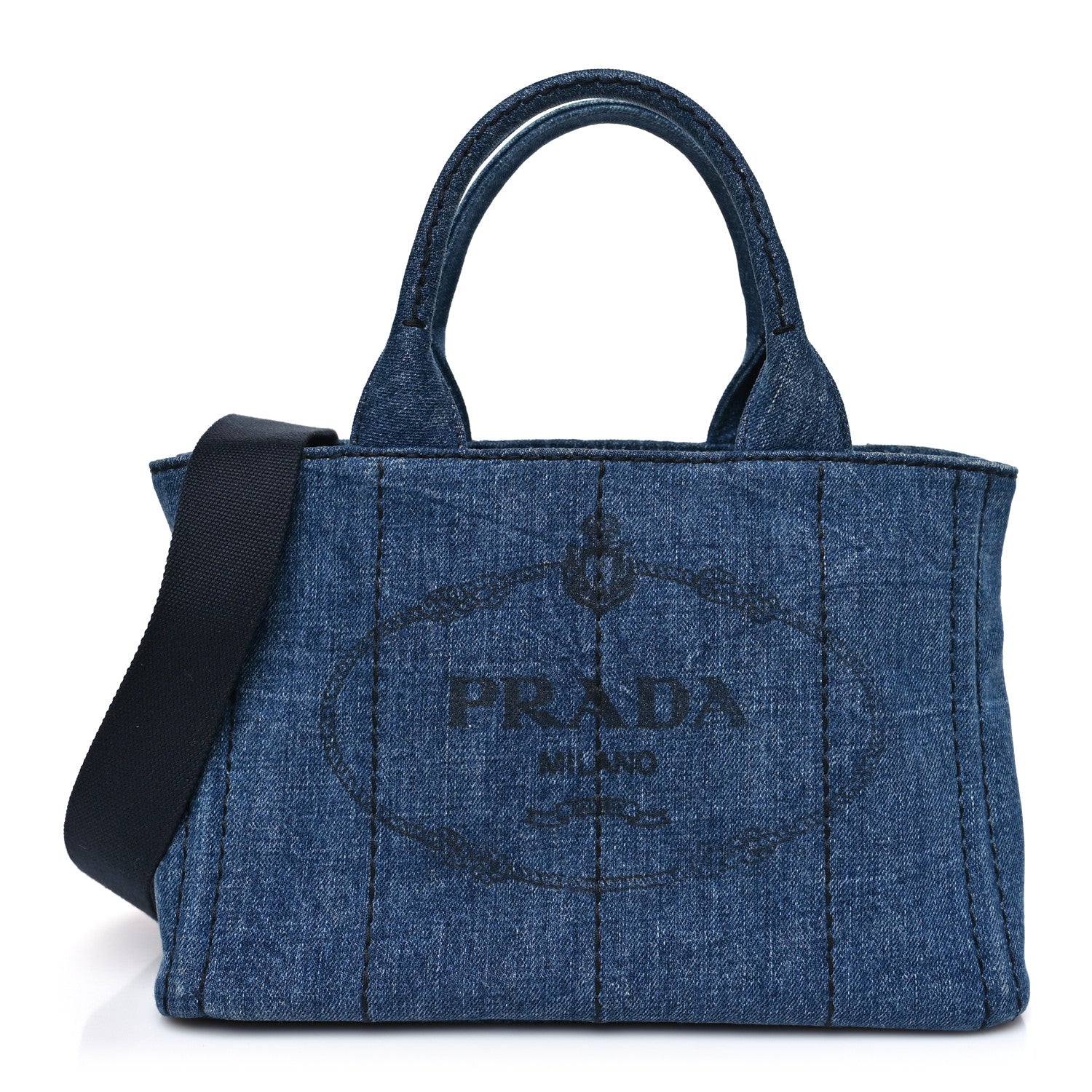 Prada Denim Small Logo Tote Bleu 1 of 9