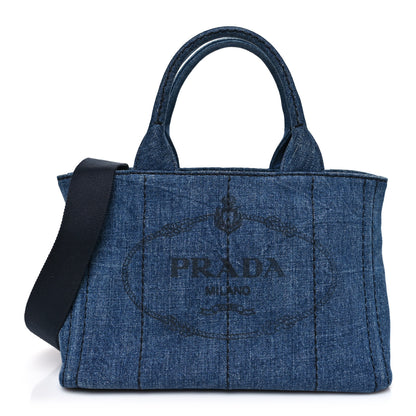 Prada Denim Small Logo Tote Bleu 1 of 9