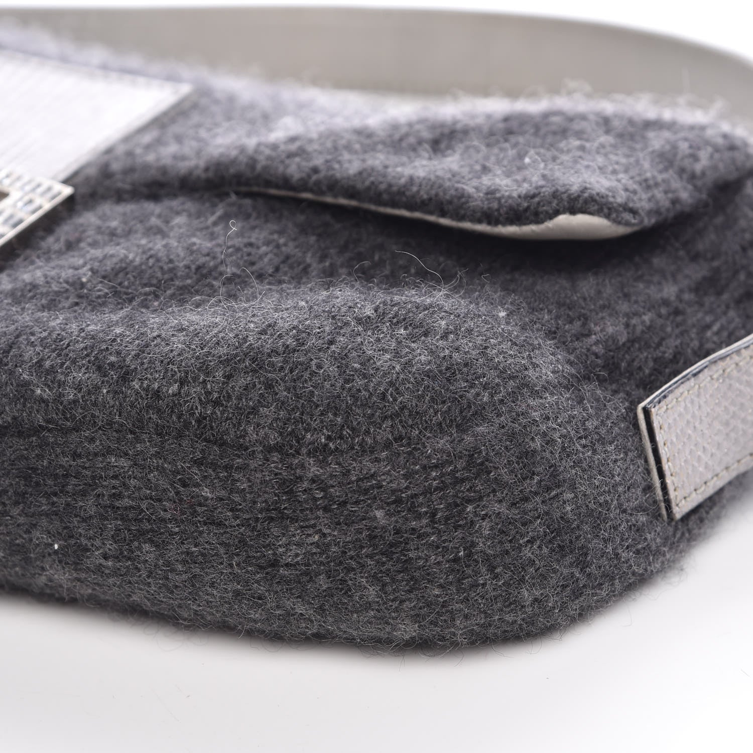 Fendi Knit Lizard Crystal Baguette Dark Grey 10 of 10