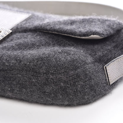 Fendi Knit Lizard Crystal Baguette Dark Grey 10 of 10