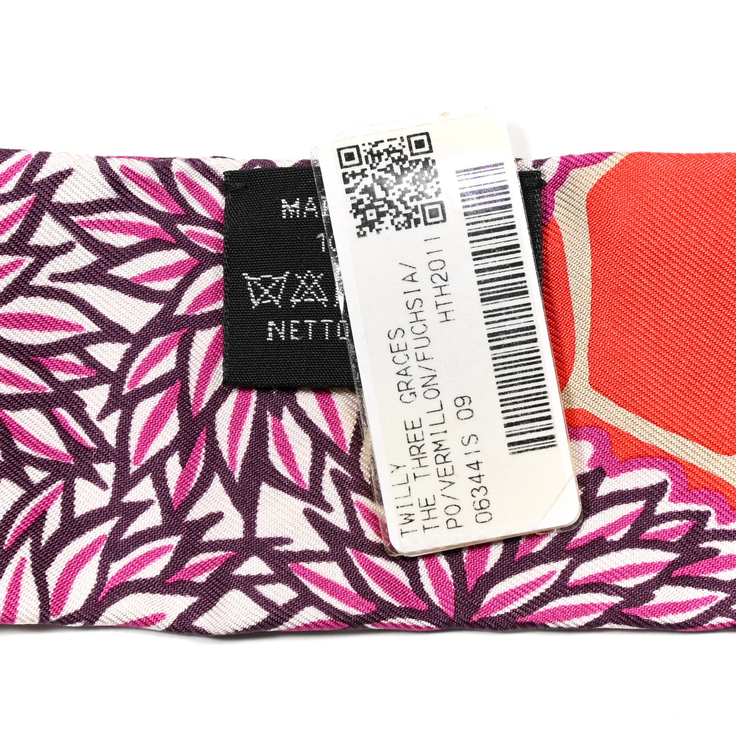 Hermes Silk The Three Graces Twilly Vermillion Fuchsia 4 of 4