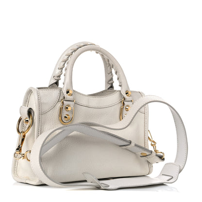 Balenciaga Chevre Gold Metallic Edge Hardware Mini City White 3 of 22