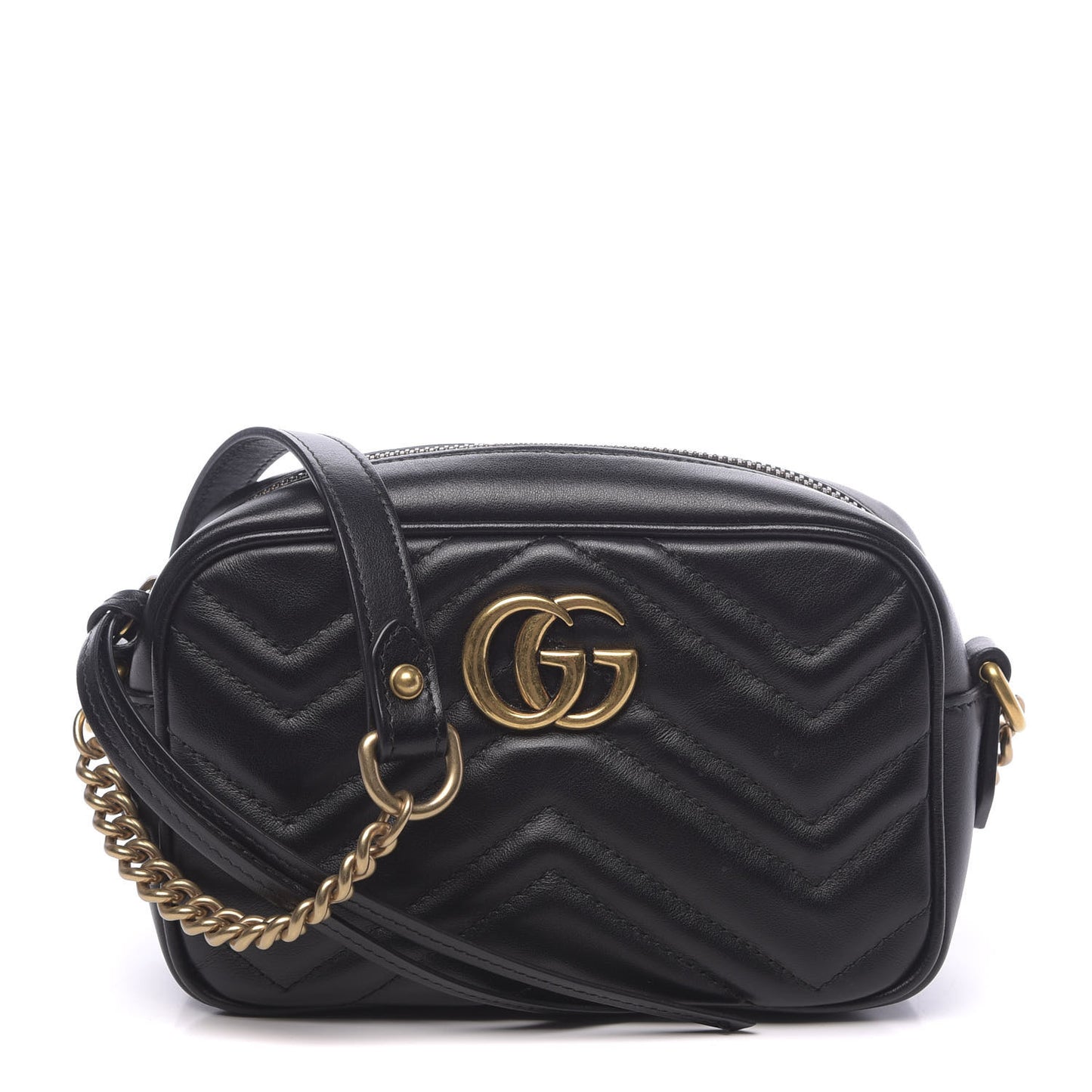 Calfskin Matelasse Mini GG Marmont Chain Shoulder Bag Black