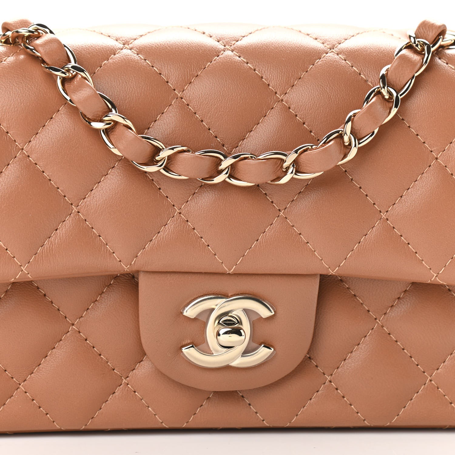 Chanel Lambskin Quilted Mini Rectangular Flap Brown 8 of 11