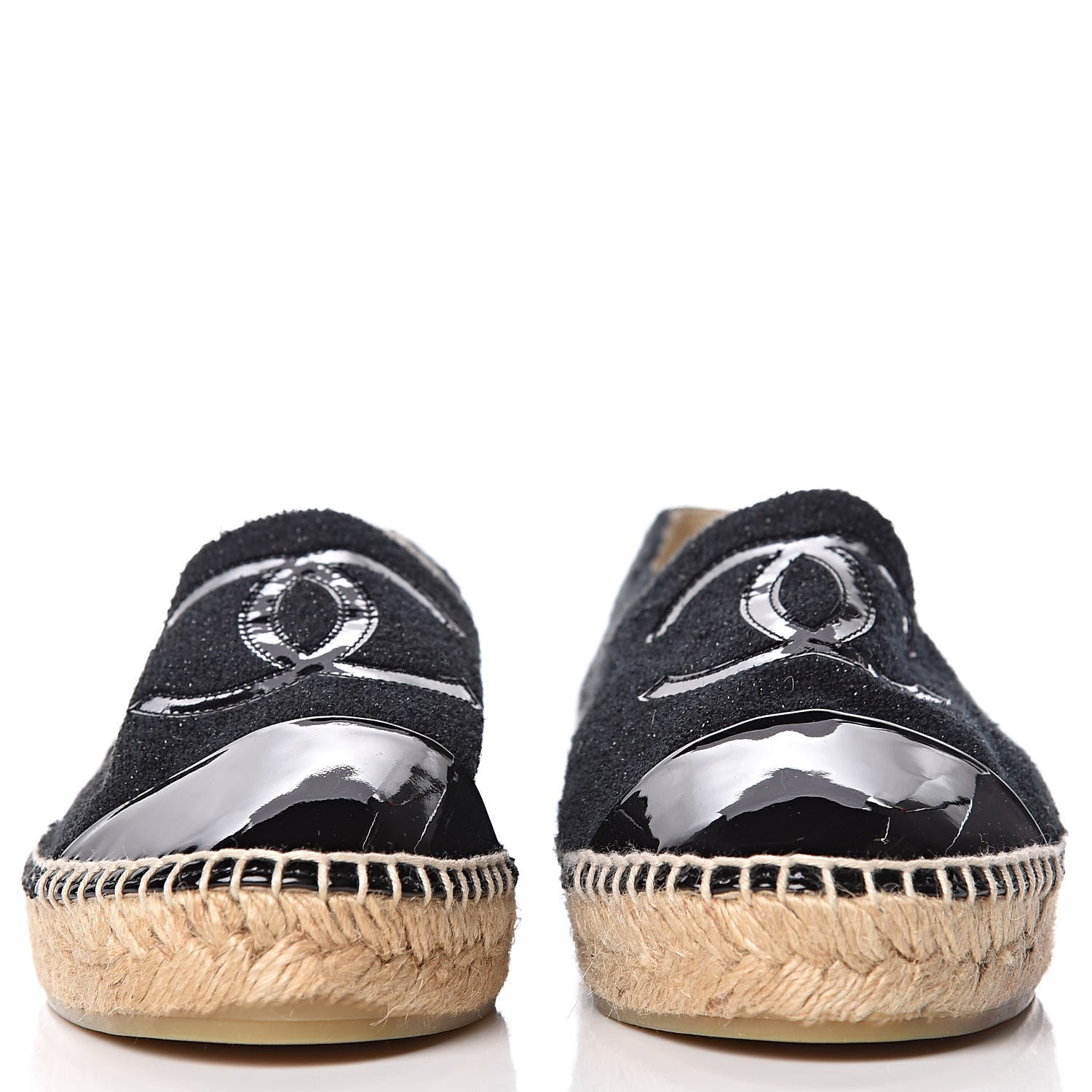 Chanel Fabric Patent Calfskin CC Espadrilles 39 Black 3 of 10