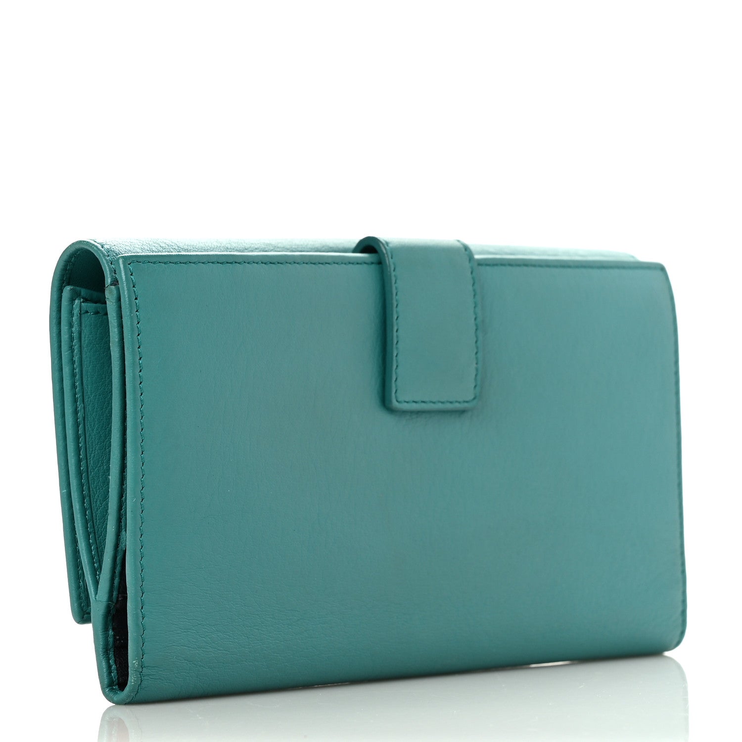 Fendi Calfskin Tortoise Peekaboo Continental Wallet Turquoise 3 of 9