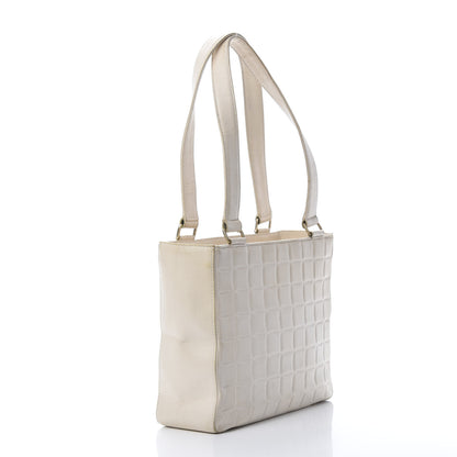 Chanel Lambskin Quilted Chocolate Bar Tote White 3 of 20