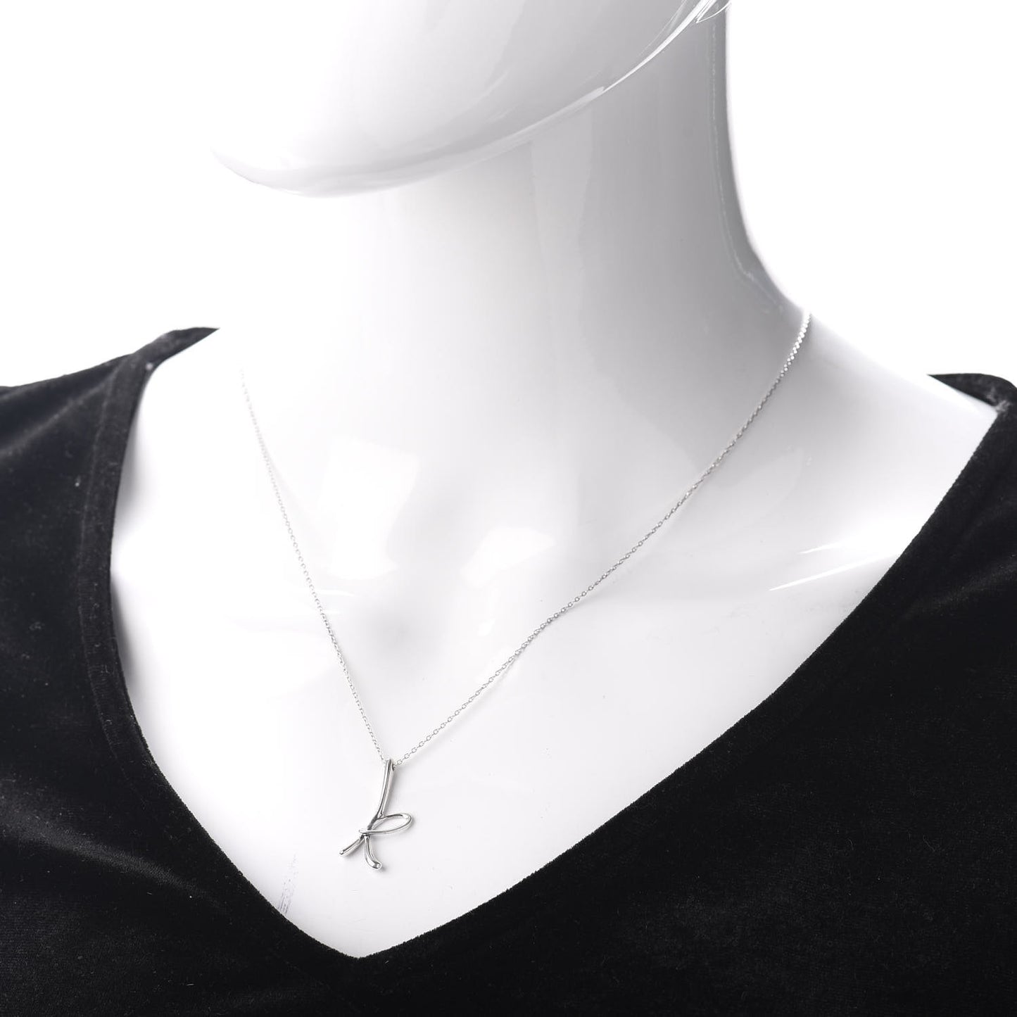 Sterling Silver Elsa Peretti Letter K Pendant Necklace