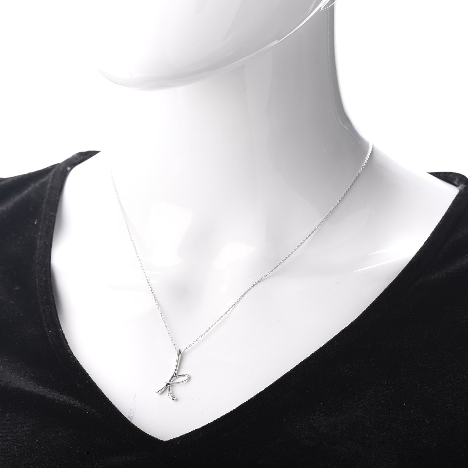 Tiffany Sterling Silver Elsa Peretti Letter K Pendant Necklace 2 of 4