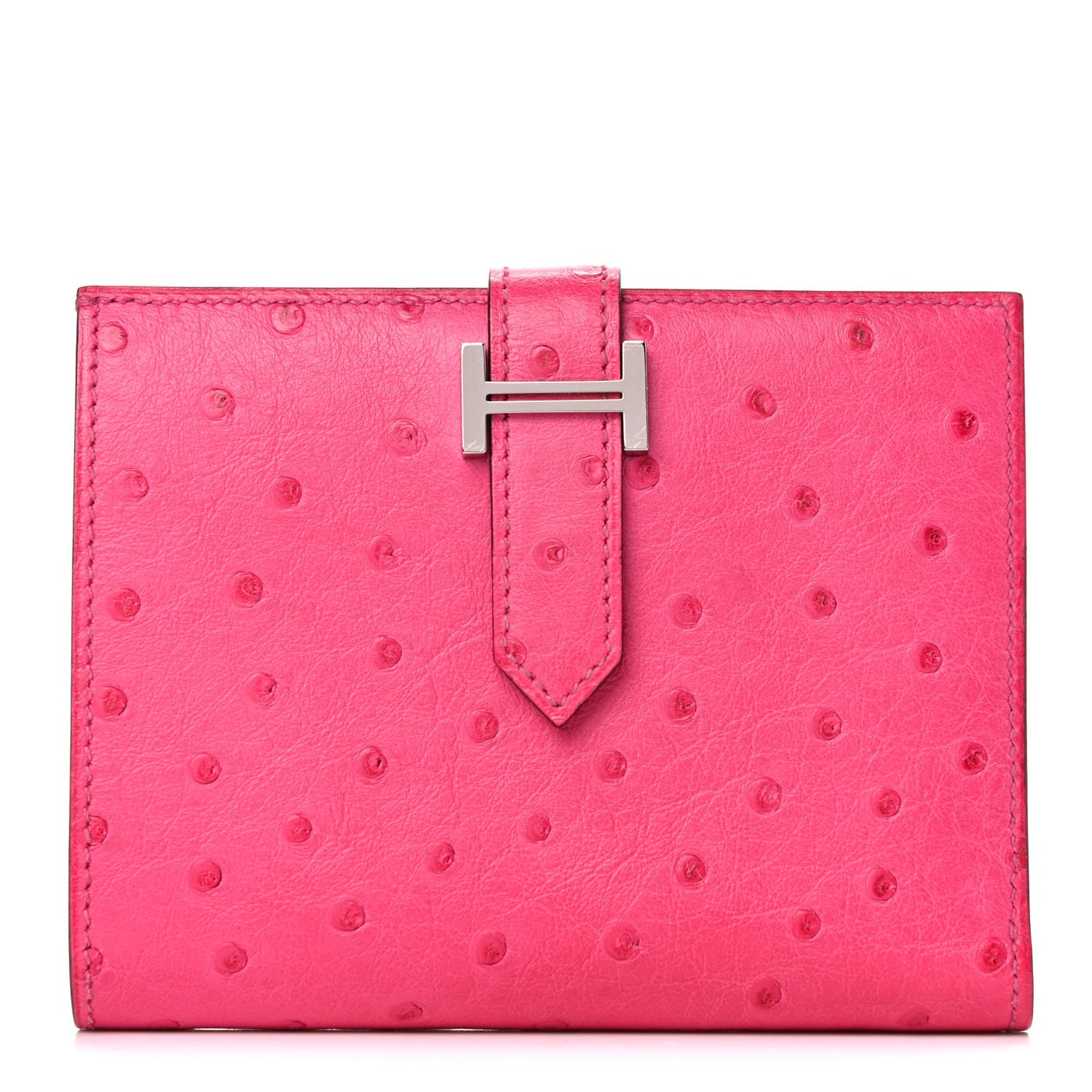 Ostrich Bearn Compact Wallet Rose Tyrien