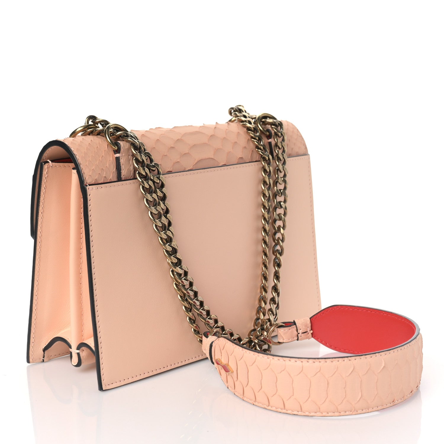 Christian Louboutin Calfskin Snakeskin Embossed Small Elisa Shoulder Bag Antoinette 2 of 7
