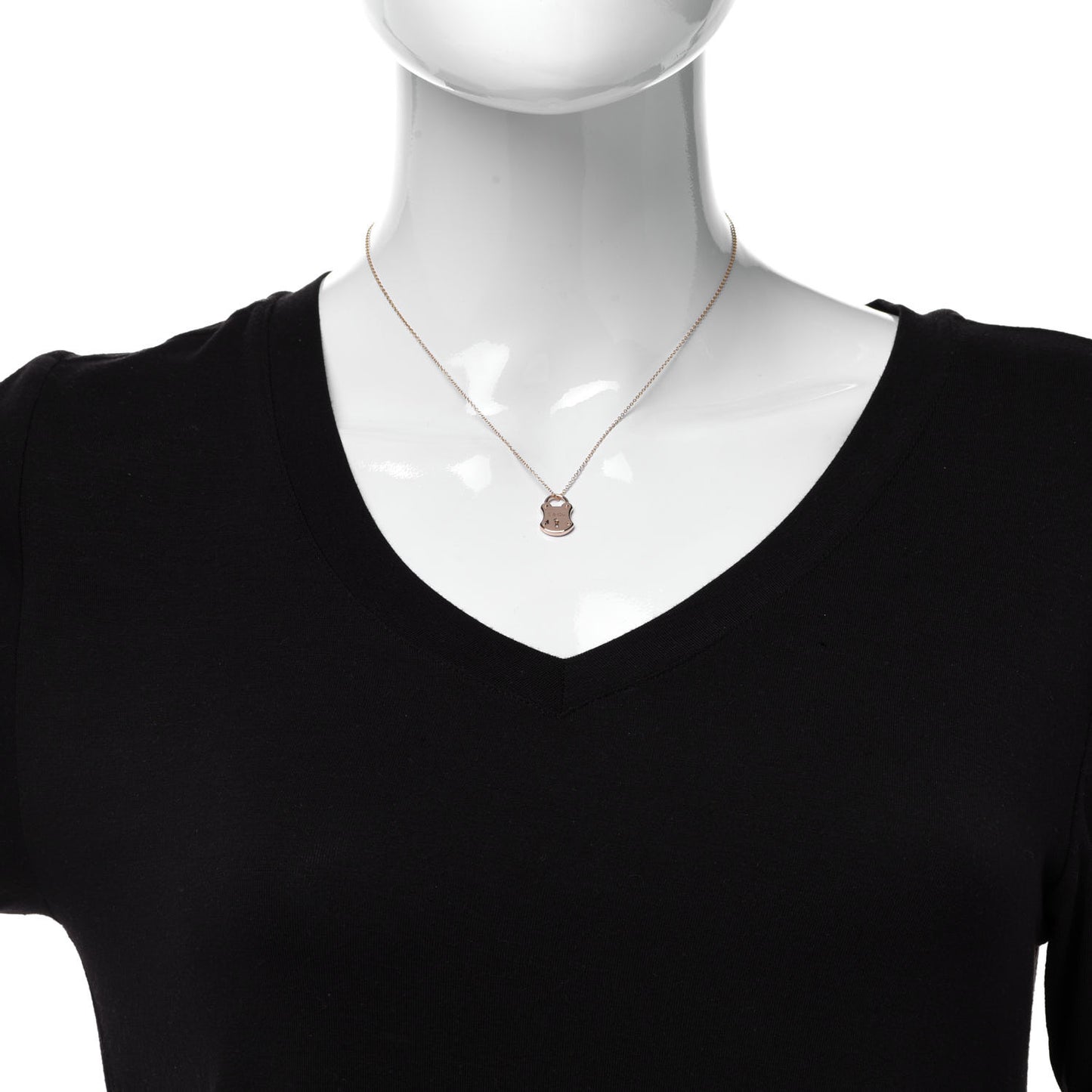 18K Rose Gold Emblem Lock Pendant Necklace