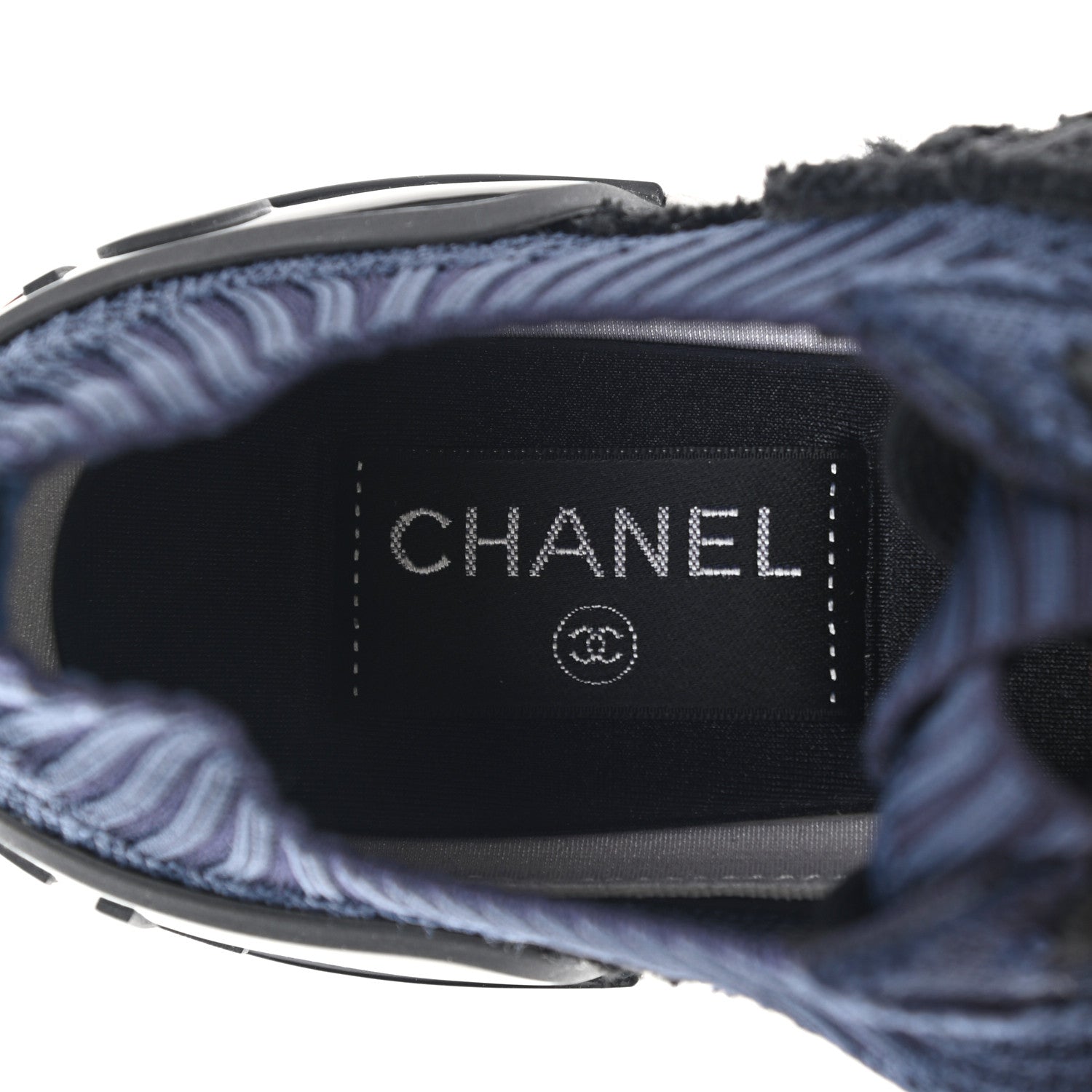 Chanel Fabric Logo Sneakers 36 Navy Black 11 of 14