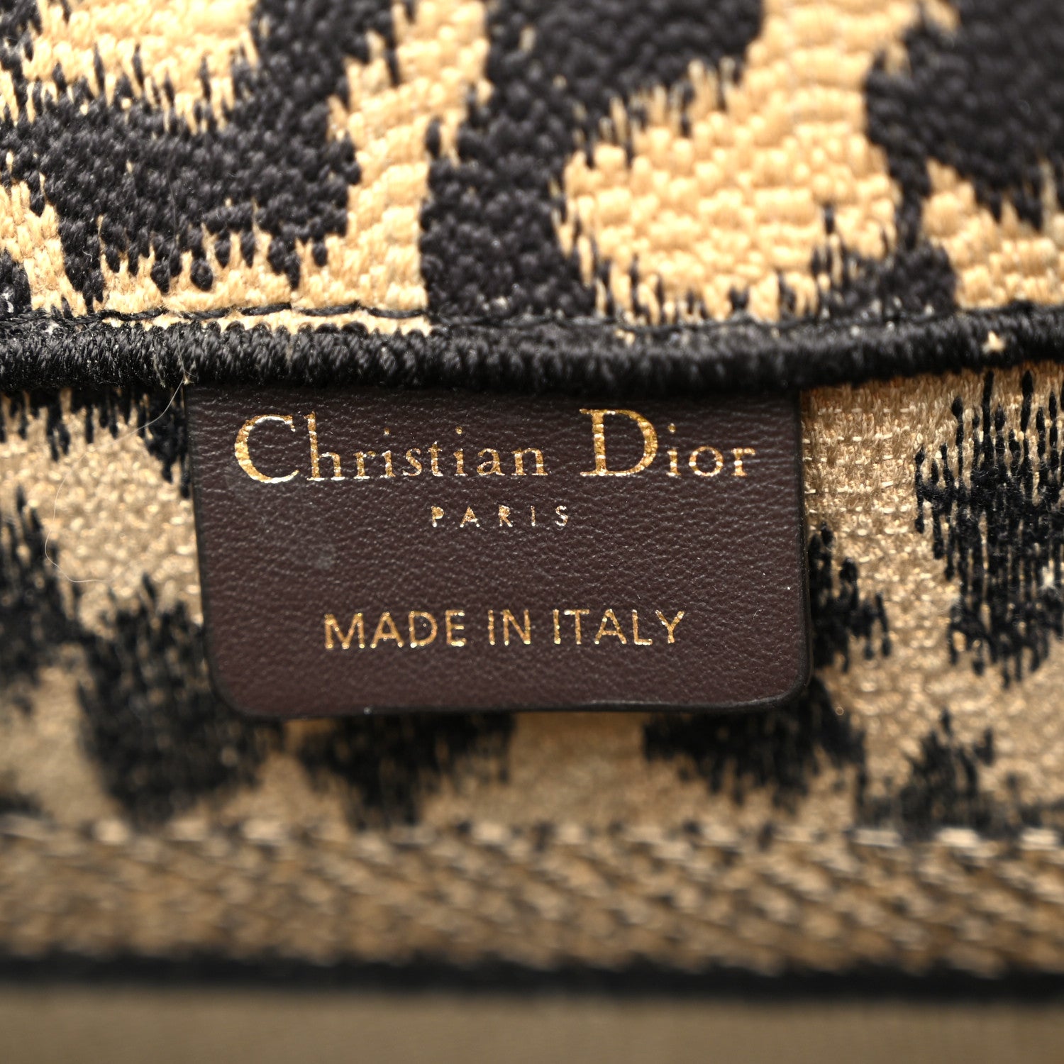 Christian Dior Canvas Mizza Embroidered Small Leopard Book Tote Beige 6 of 12