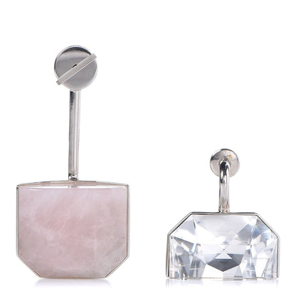 Christian Dior Rose Quartz Crystal Set Earrings Silver 1 of 5