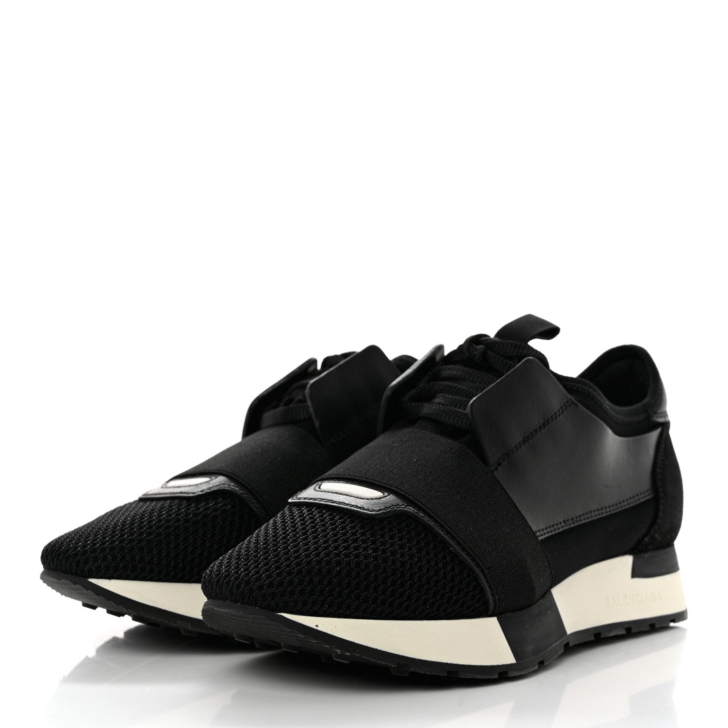 Balenciaga Mesh Calfskin Neoprene Suede Womens Race Runner Sneakers 35 Black 3 of 7