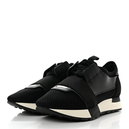 Balenciaga Mesh Calfskin Neoprene Suede Womens Race Runner Sneakers 35 Black 3 of 7