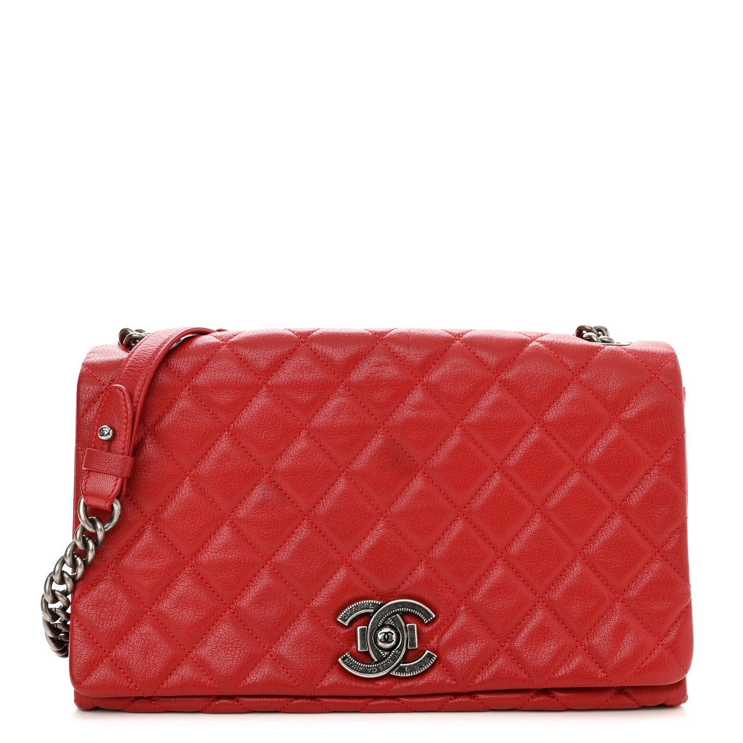 Goatskin Quilted Large City Rock Flap Red