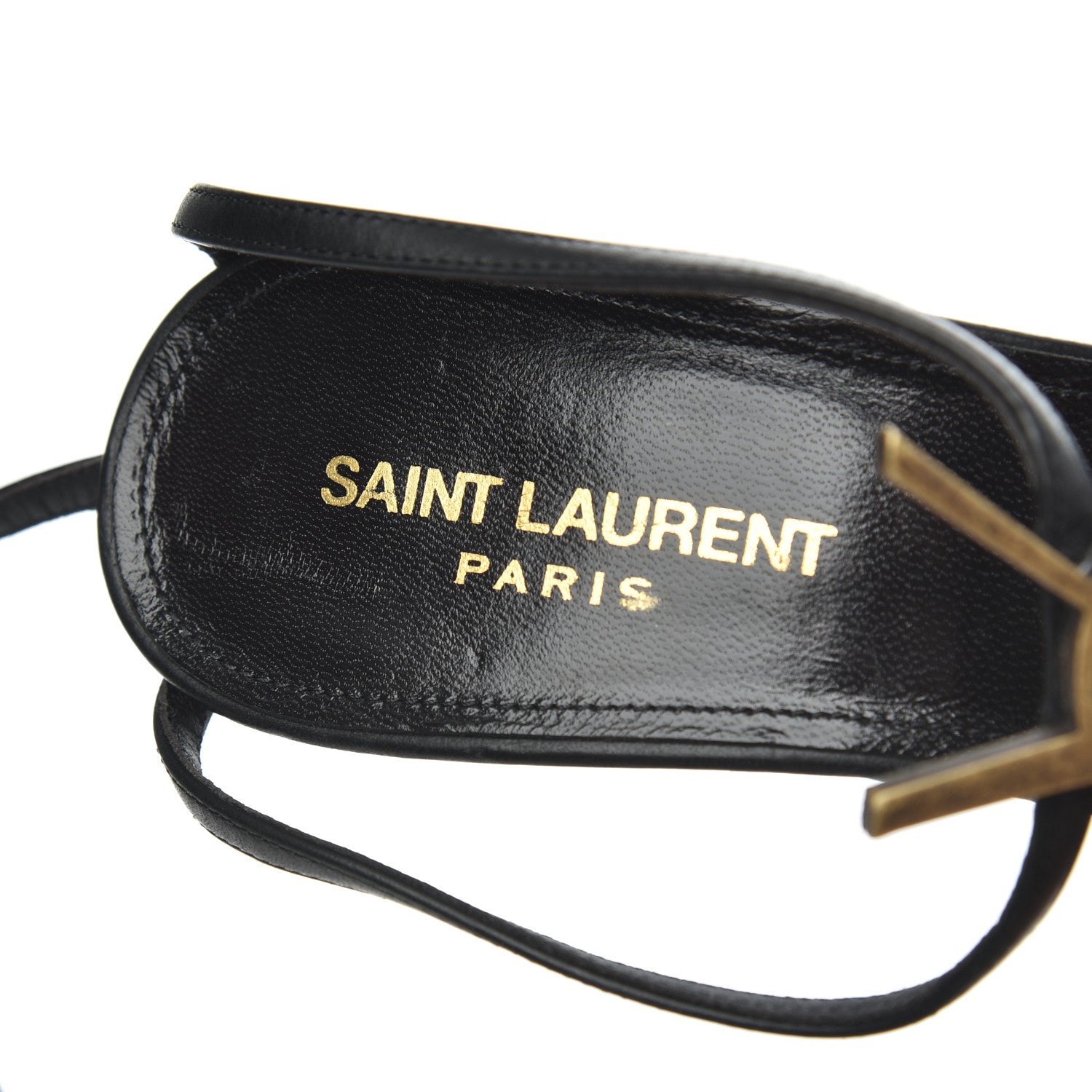 Saint Laurent Calfskin Cassandra 110 Sandals 39.5 Black Gold 7 of 19