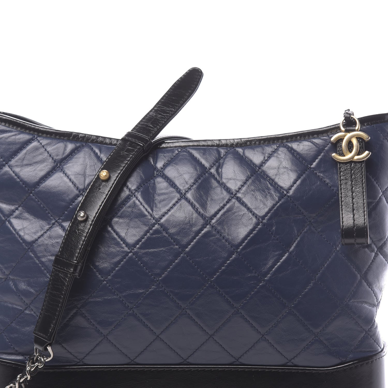 Chanel Aged Calfskin Quilted Large Gabrielle Hobo Navy Black 9 of 11