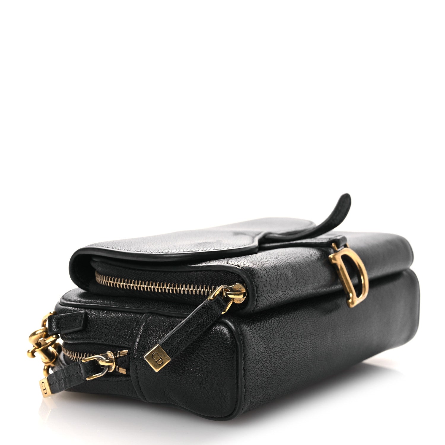 Christian Dior Goatskin Double Saddle Pouch Black 4 of 12