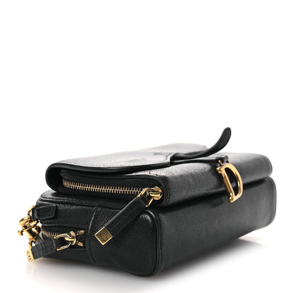 Christian Dior Goatskin Double Saddle Pouch Black 4 of 12