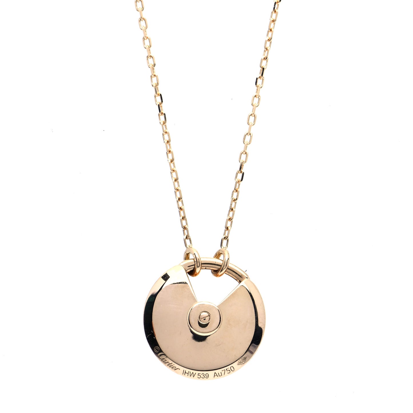 18K Yellow Gold Diamond Mother of Pearl SM Amulette de Cartier Pendant Necklace