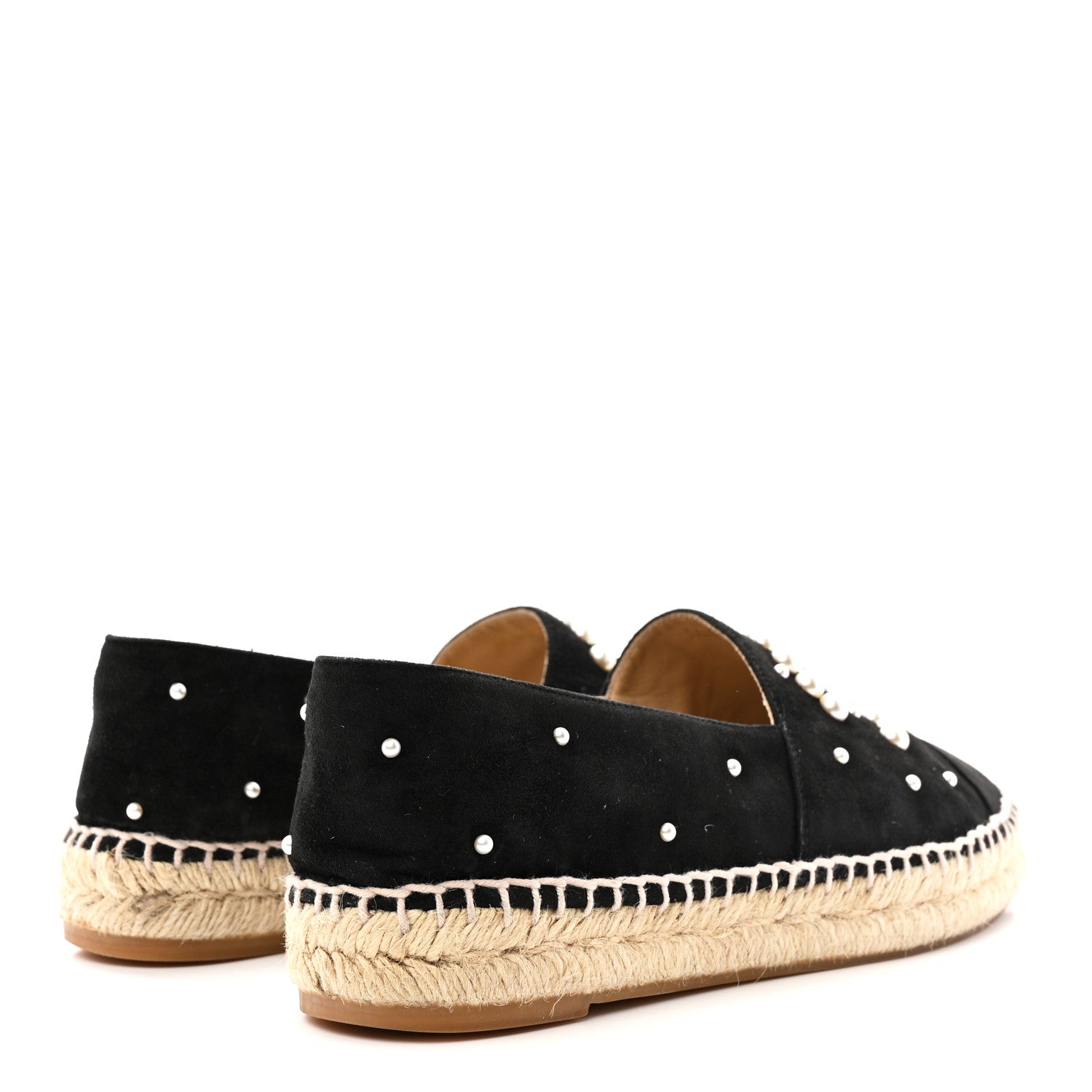 Chanel Suede Pearl CC Espadrilles 37 Black 5 of 11