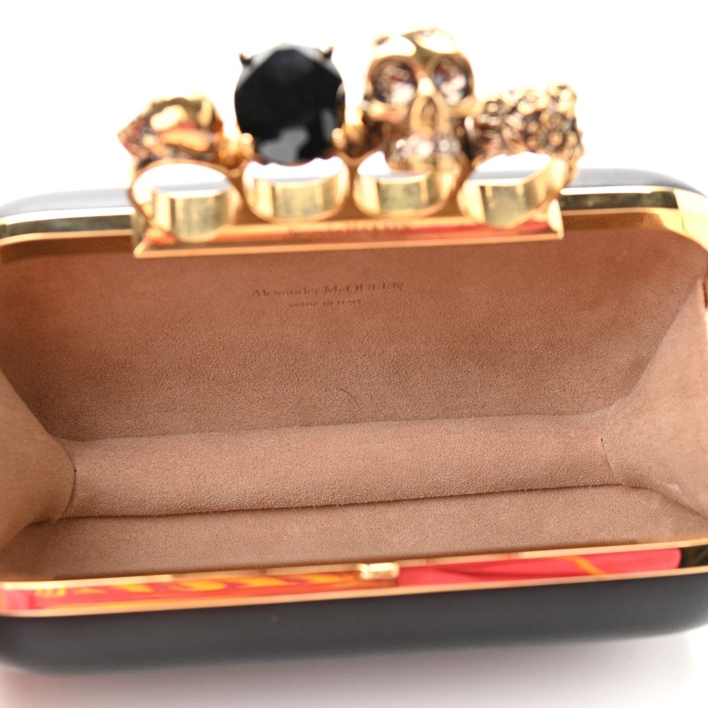 Nappa Skull Knuckle Duster Box Clutch Black