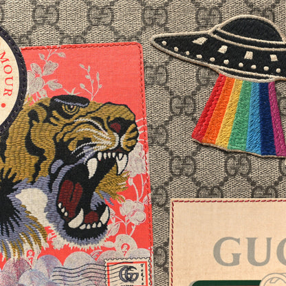 Gucci GG Supreme Monogram Courrier Embroidered UFO Pouch Beige New Acero 8 of 15