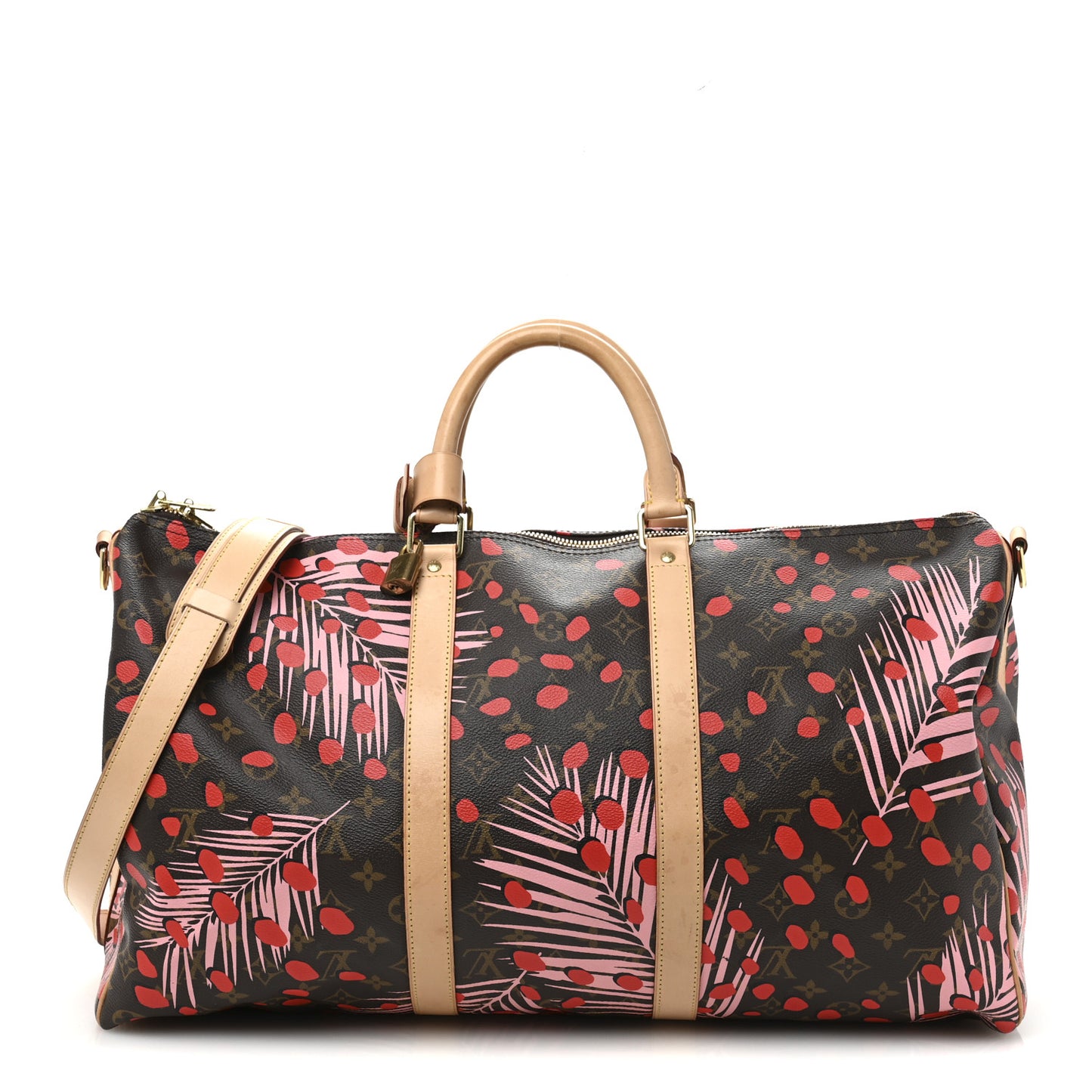 Monogram Jungle Dots Keepall Bandouliere 50 Sugar Pink Poppy