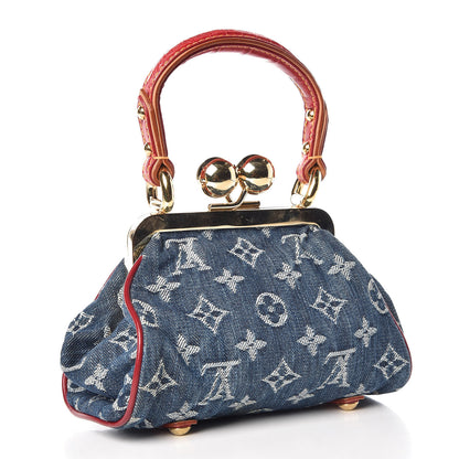 Louis Vuitton Denim Alligator Sac Fermoir PM 3 of 10