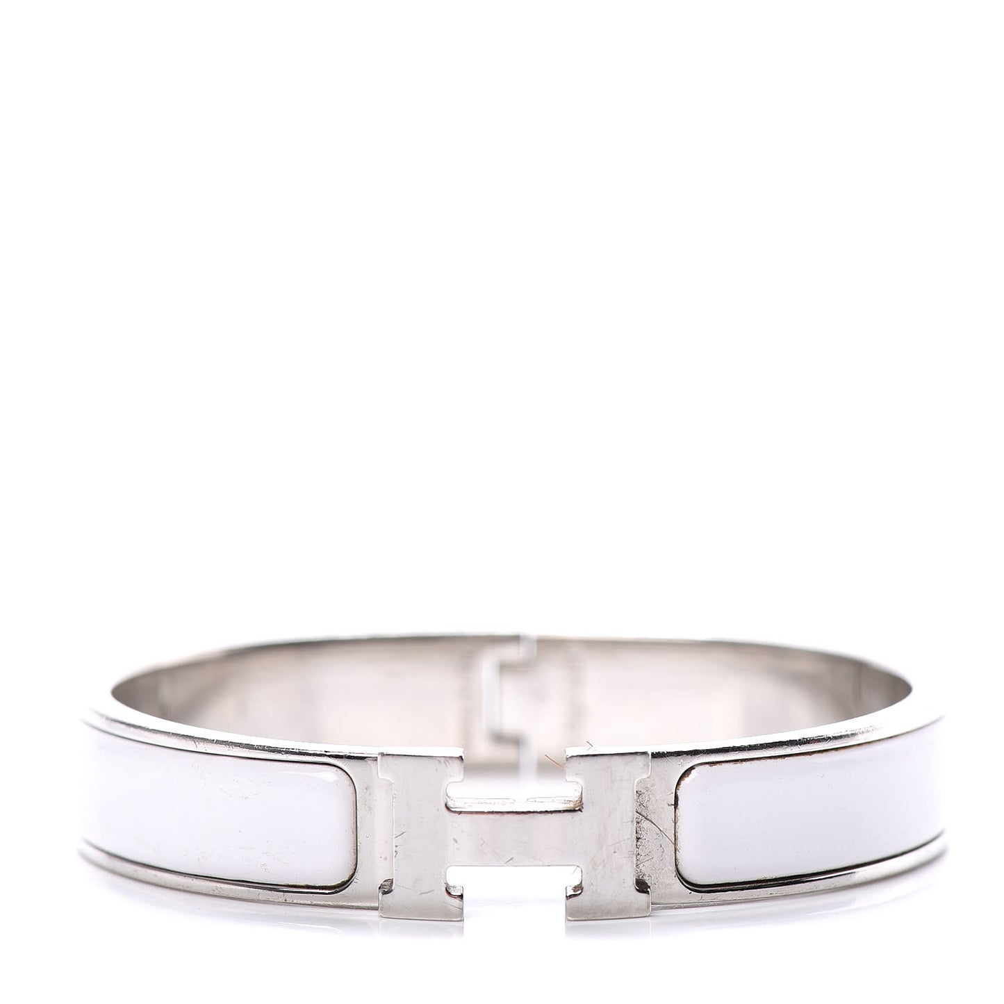 Enamel Narrow Clic Clac H Bracelet GM White