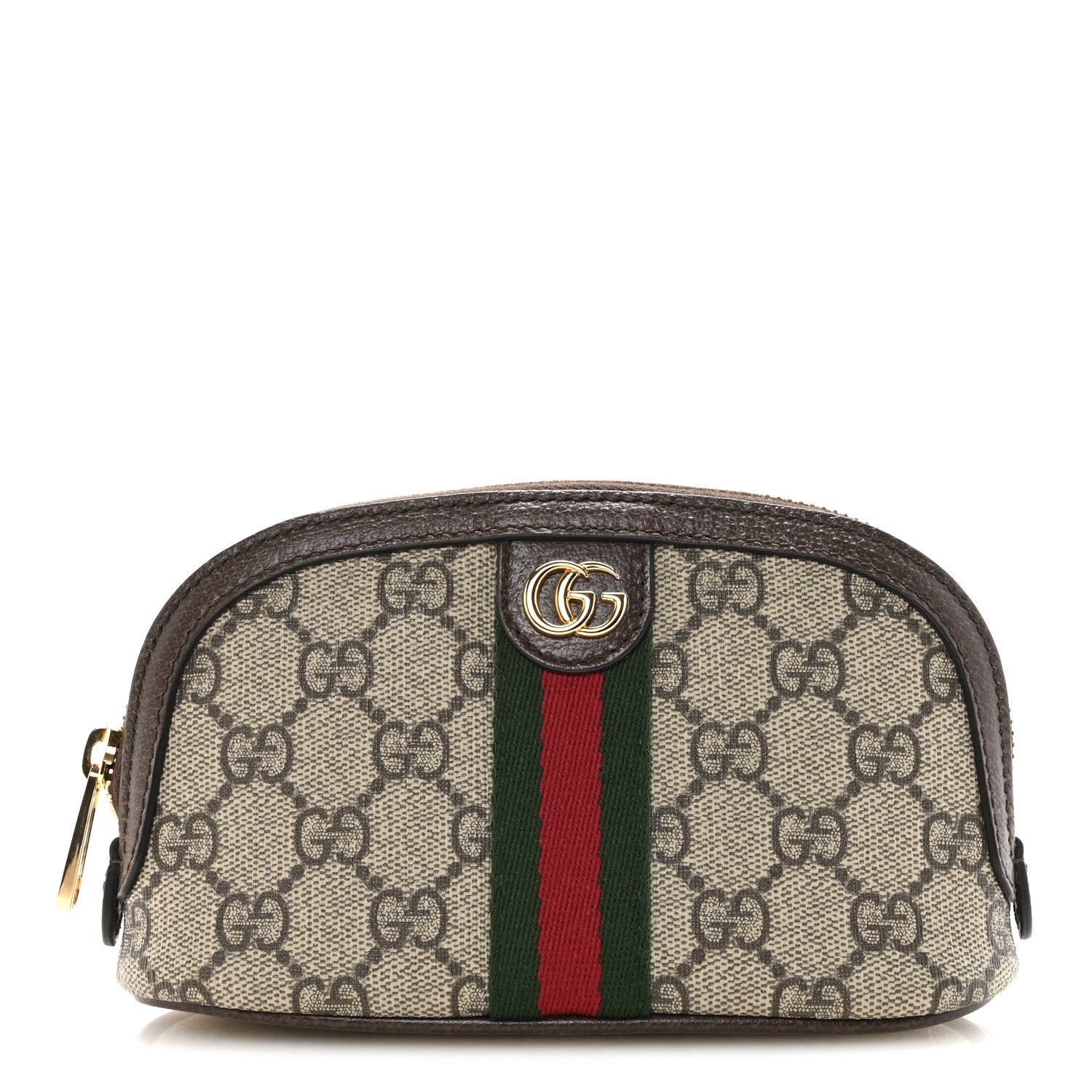 Gucci GG Supreme Monogram Textured Calfskin Web Medium Ophidia Cosmetic Case Beige Ebony New Acero 1 of 7