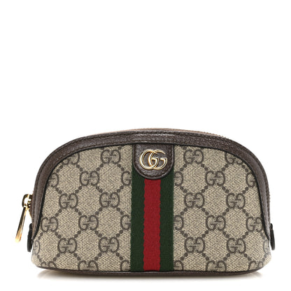 Gucci GG Supreme Monogram Textured Calfskin Web Medium Ophidia Cosmetic Case Beige Ebony New Acero 1 of 7