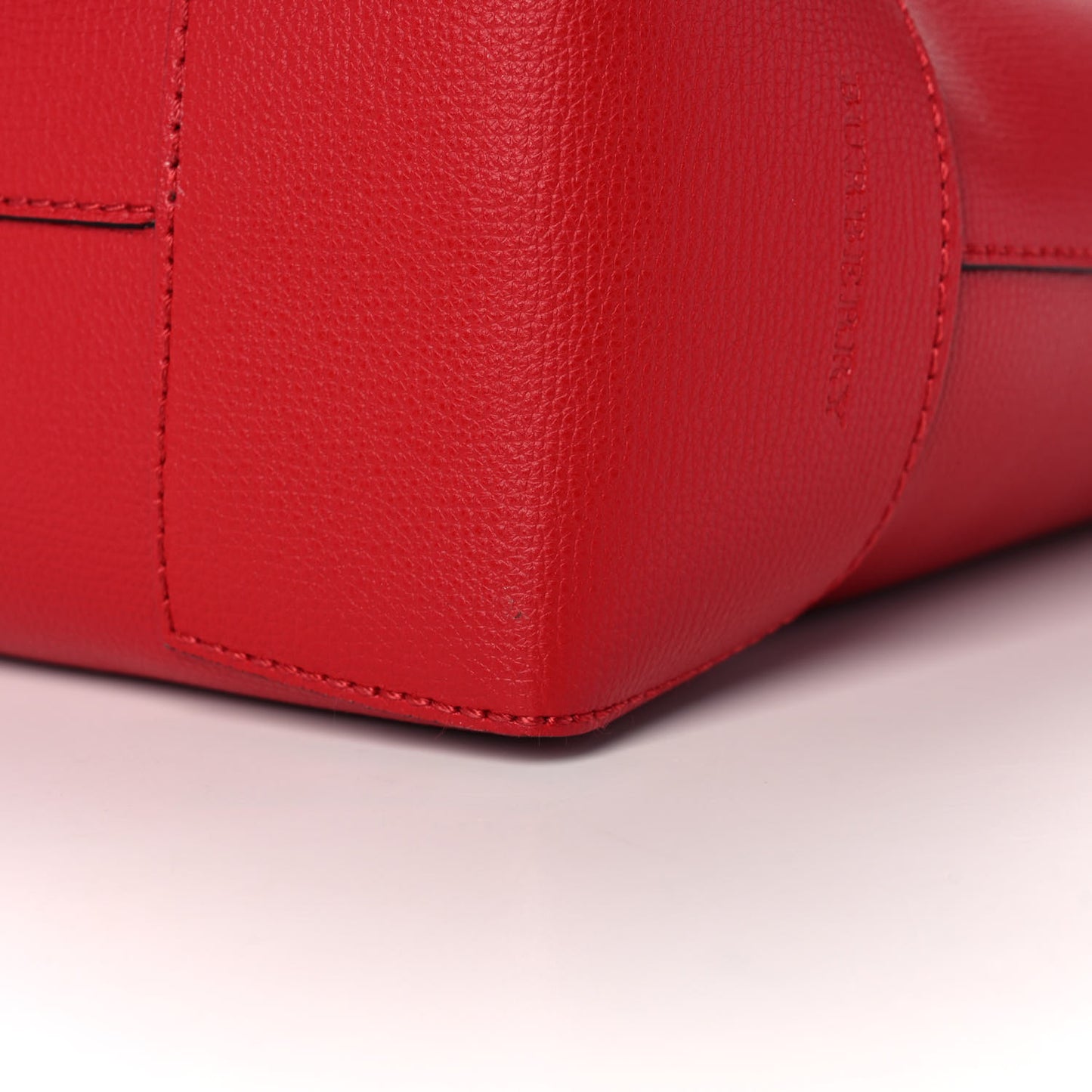 Grainy Calfskin Haymarket Check Small Reversible Tote Red