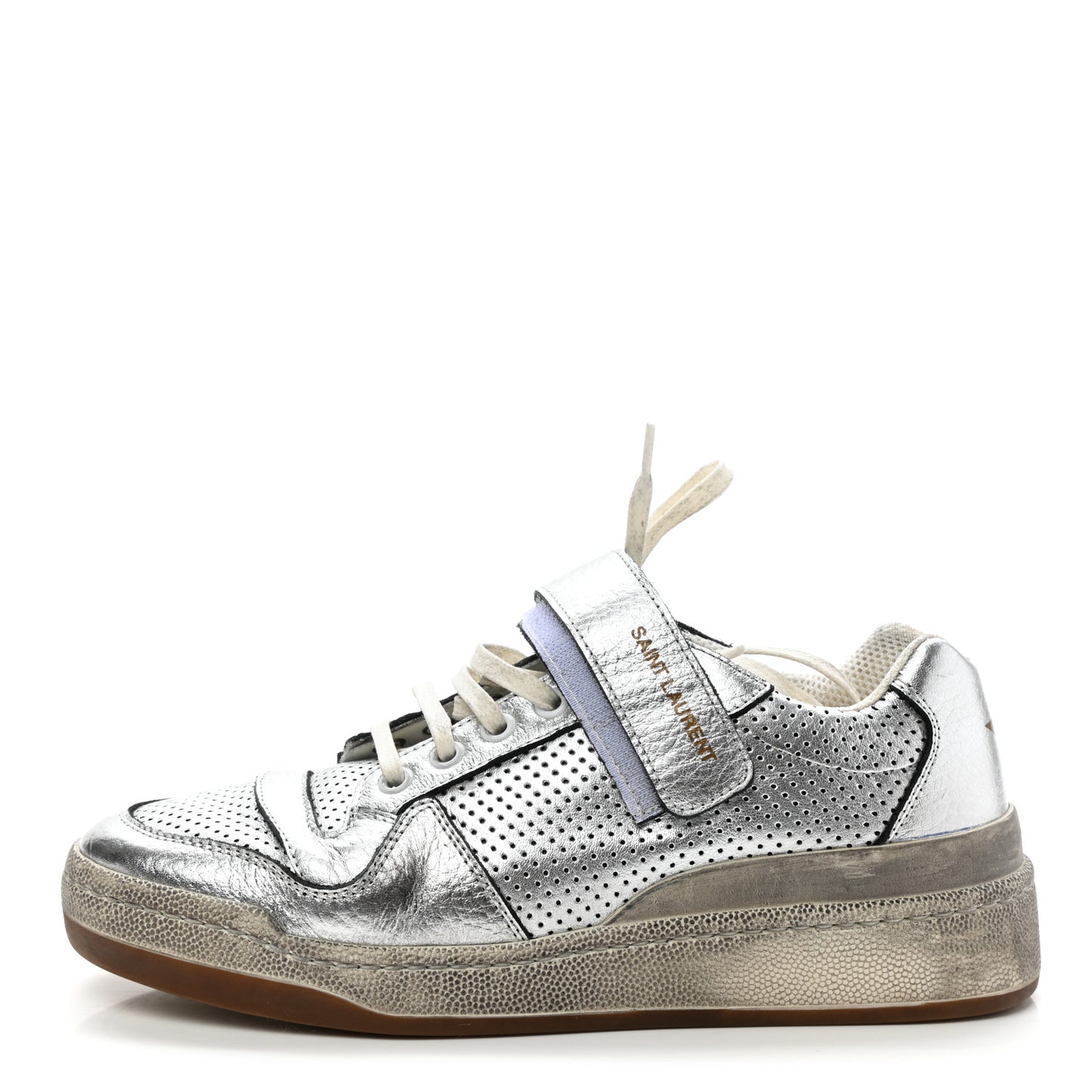 Calfskin Perforated Womens SL24 Sneakers 37 Argento
