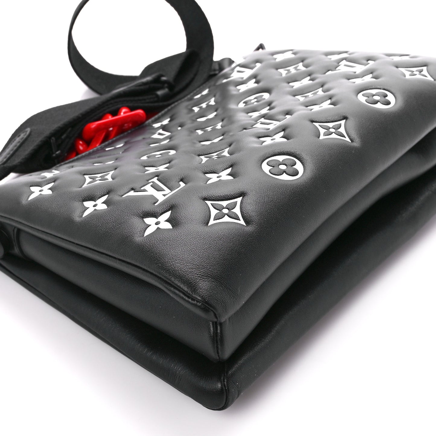 Lambskin Embossed Monogram Coussin PM Black White