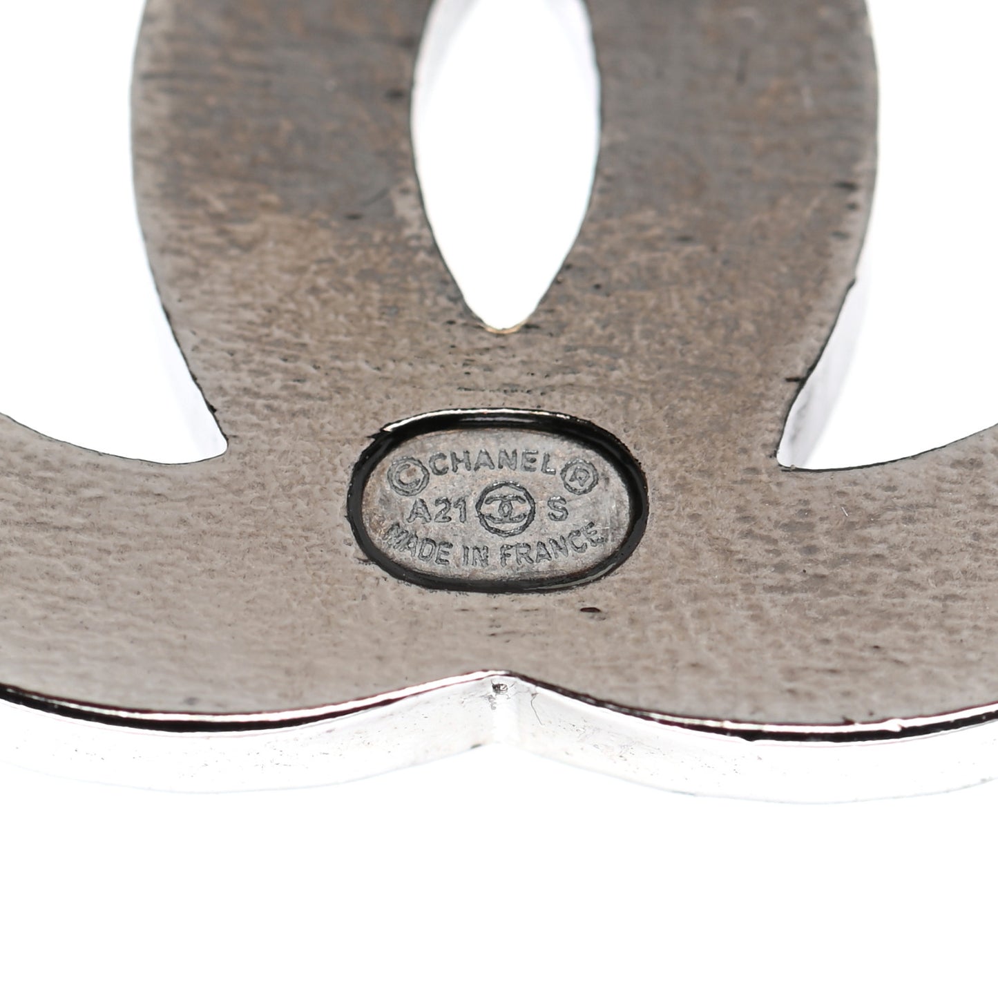 Enamel Crystal CC Earrings Black Silver