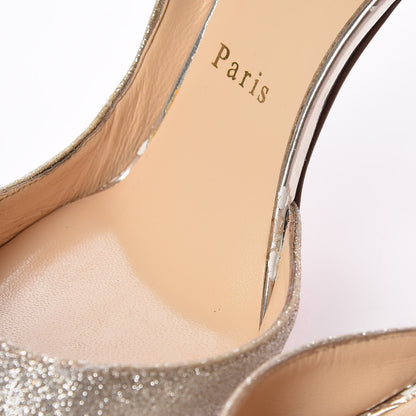Christian Louboutin Glitter Mini Specchio Iriza 100 Pumps 37 Ivory Havana Beige 10 of 14