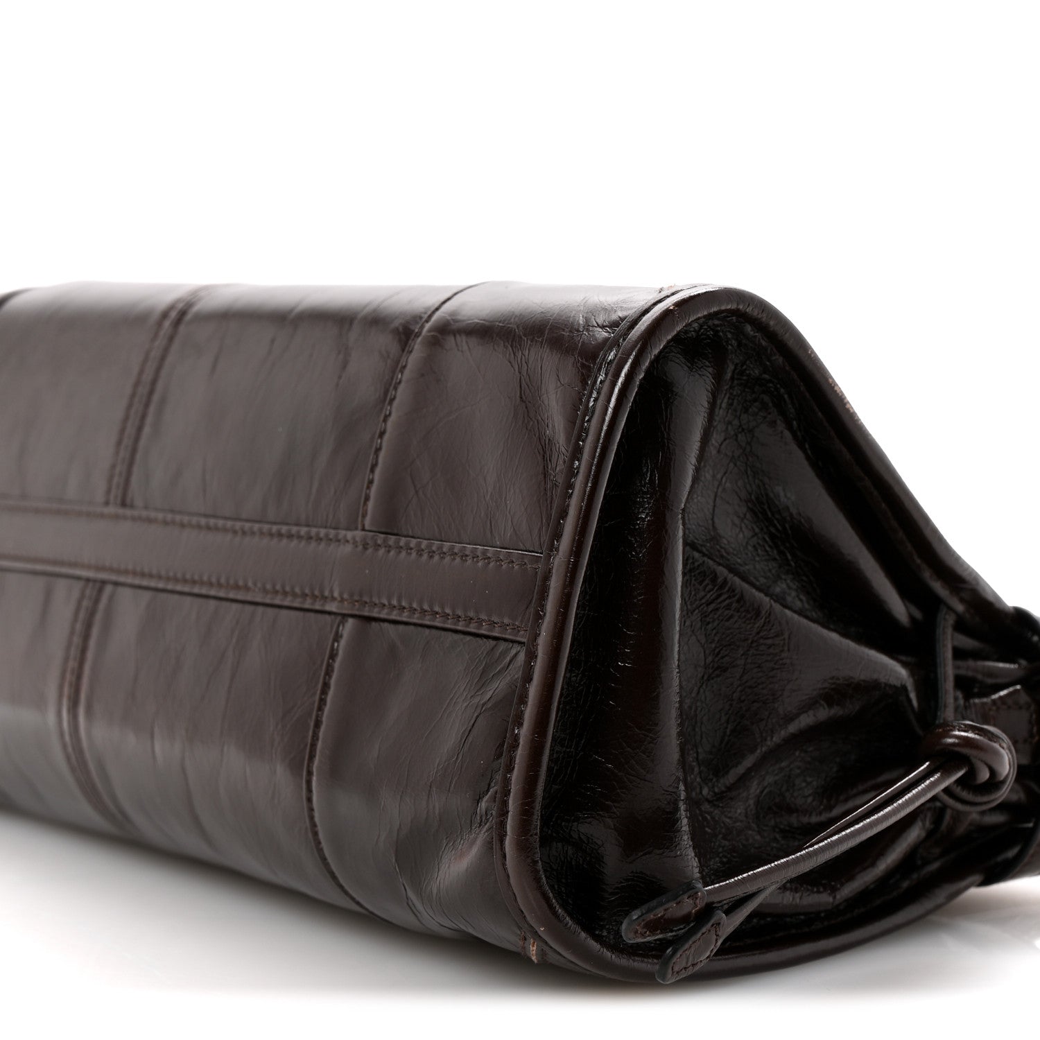Prada Glossy Calfskin Triangle Medium Bonnie Shoulder Bag Dark Brown 18 of 21
