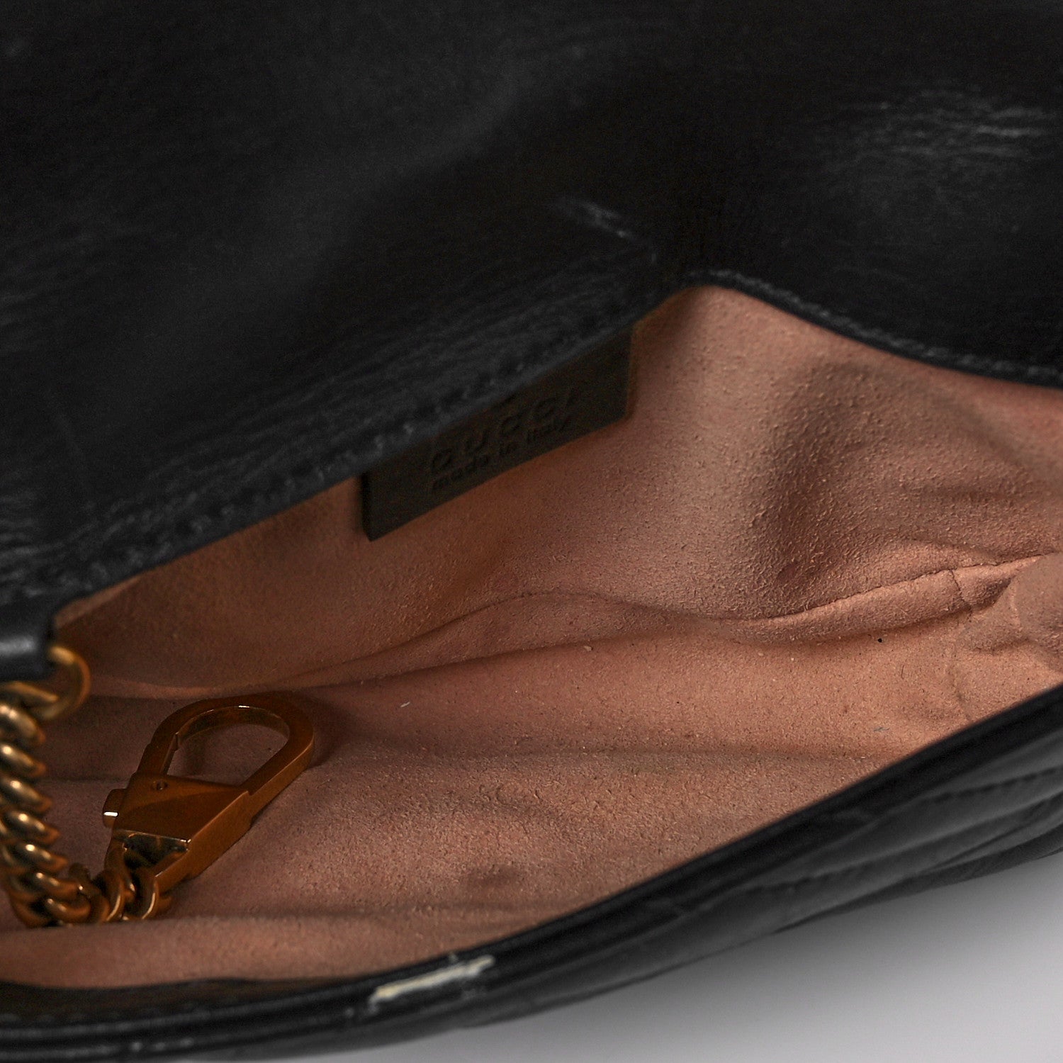 Gucci Calfskin Matelasse Super Mini GG Marmont Shoulder Bag Black 5 of 11