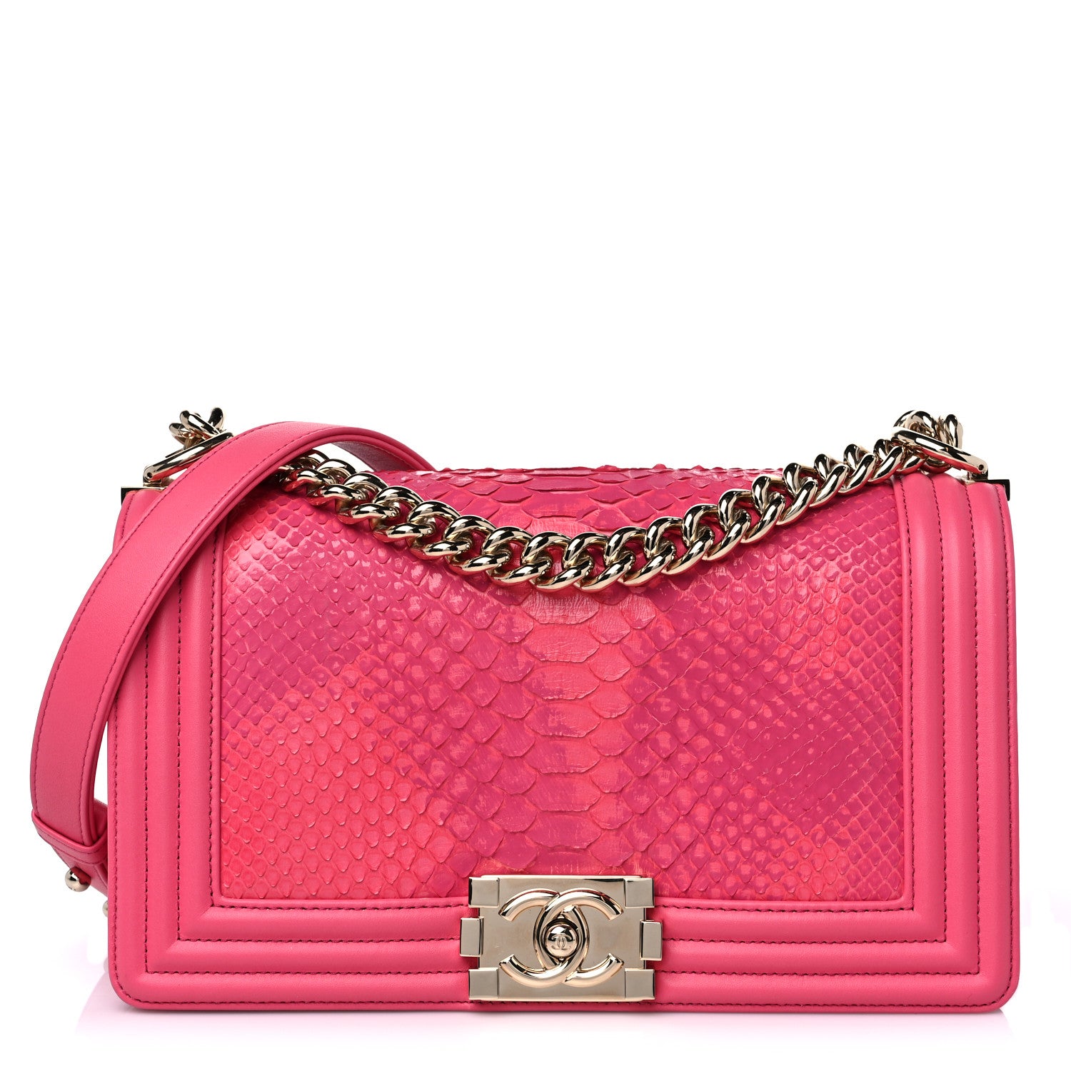 Chanel Snakeskin Medium Boy Flap Pink 1 of 12