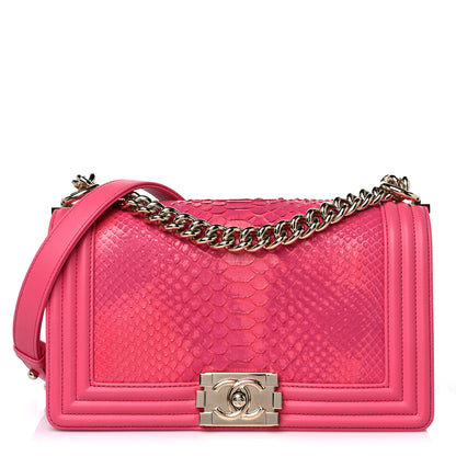 Chanel Snakeskin Medium Boy Flap Pink 1 of 12