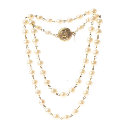 Chanel Pearl CC Medallion Long Necklace Gold 3 of 6