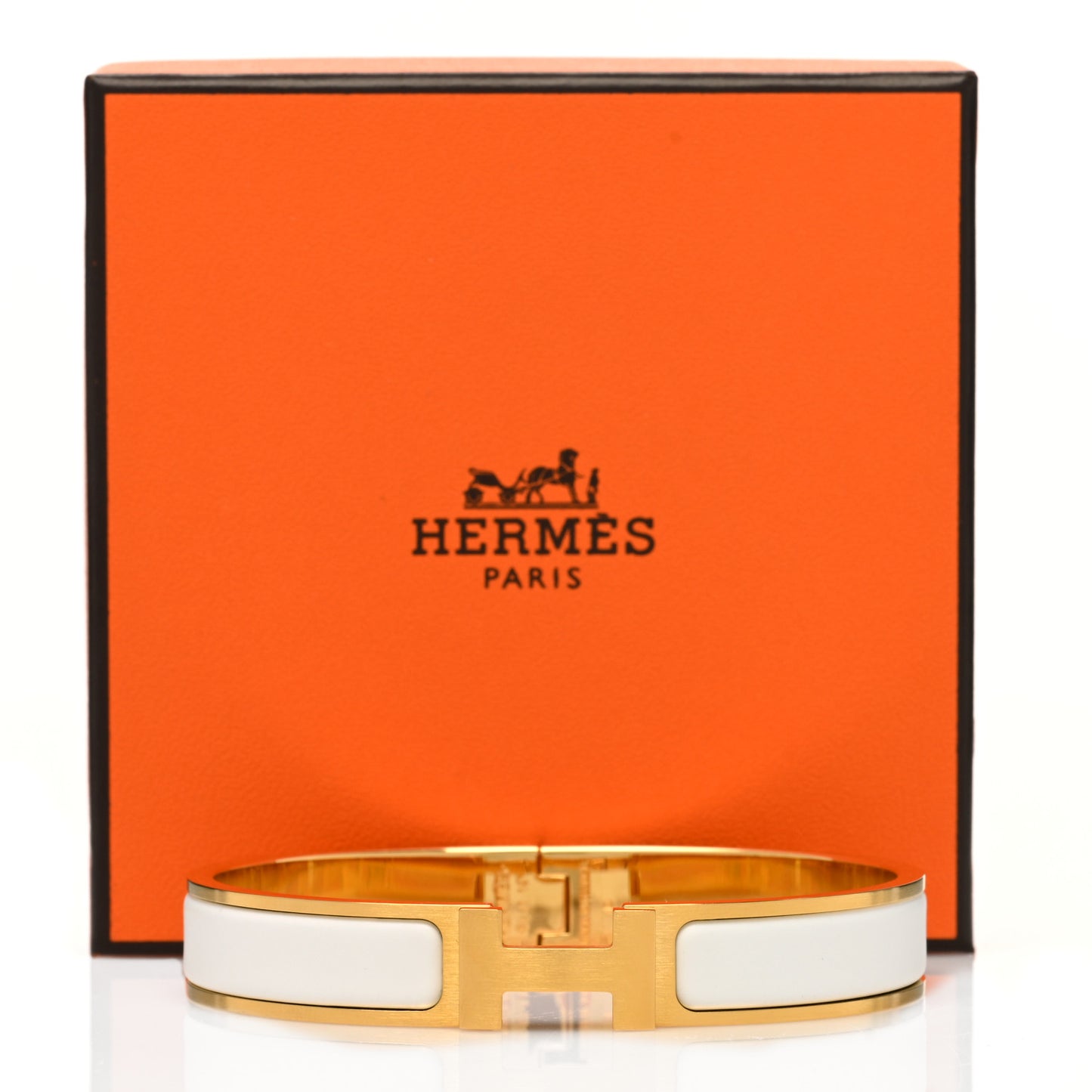 Matte Enamel Narrow Clic Clac HH Bracelet GM White