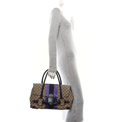 Gucci Monogram Horsebit Web Flap Bag Brown Purple 2 of 12