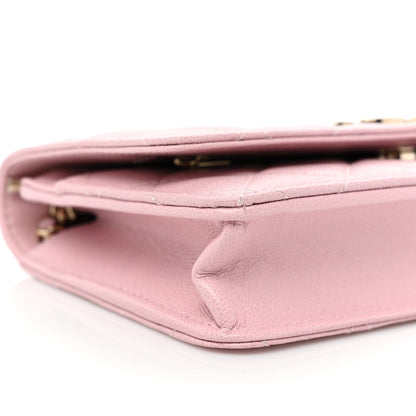 Chanel Caviar Quilted Studded CC Wallet on Chain WOC Light Pink 10 of 12